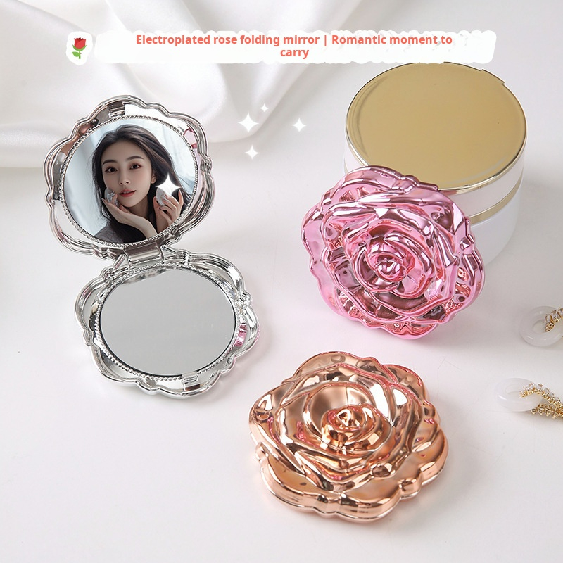 Beauty Rose Makeup - 1PC 휴대용 미니 거울 레트로 장미