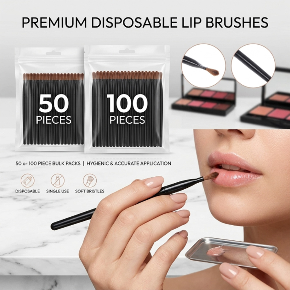 Beauty With Makeup - 50/100pcs 일회용 립 브러쉬 세트 립스틱