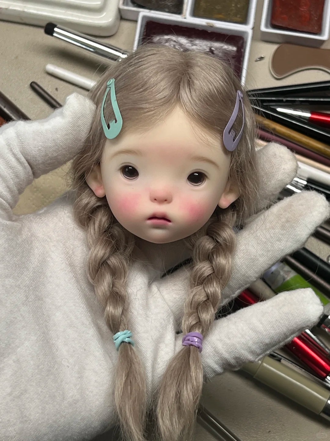 Beauty Makeup Girl - SD BJD 인형 1/6 Landoudou 머리