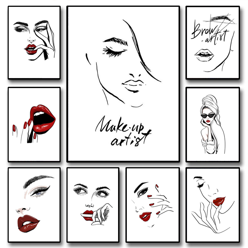 Beauty Makeup Pic - 1개(프레임 없음) 패션 메이크업 포스터 섹시한