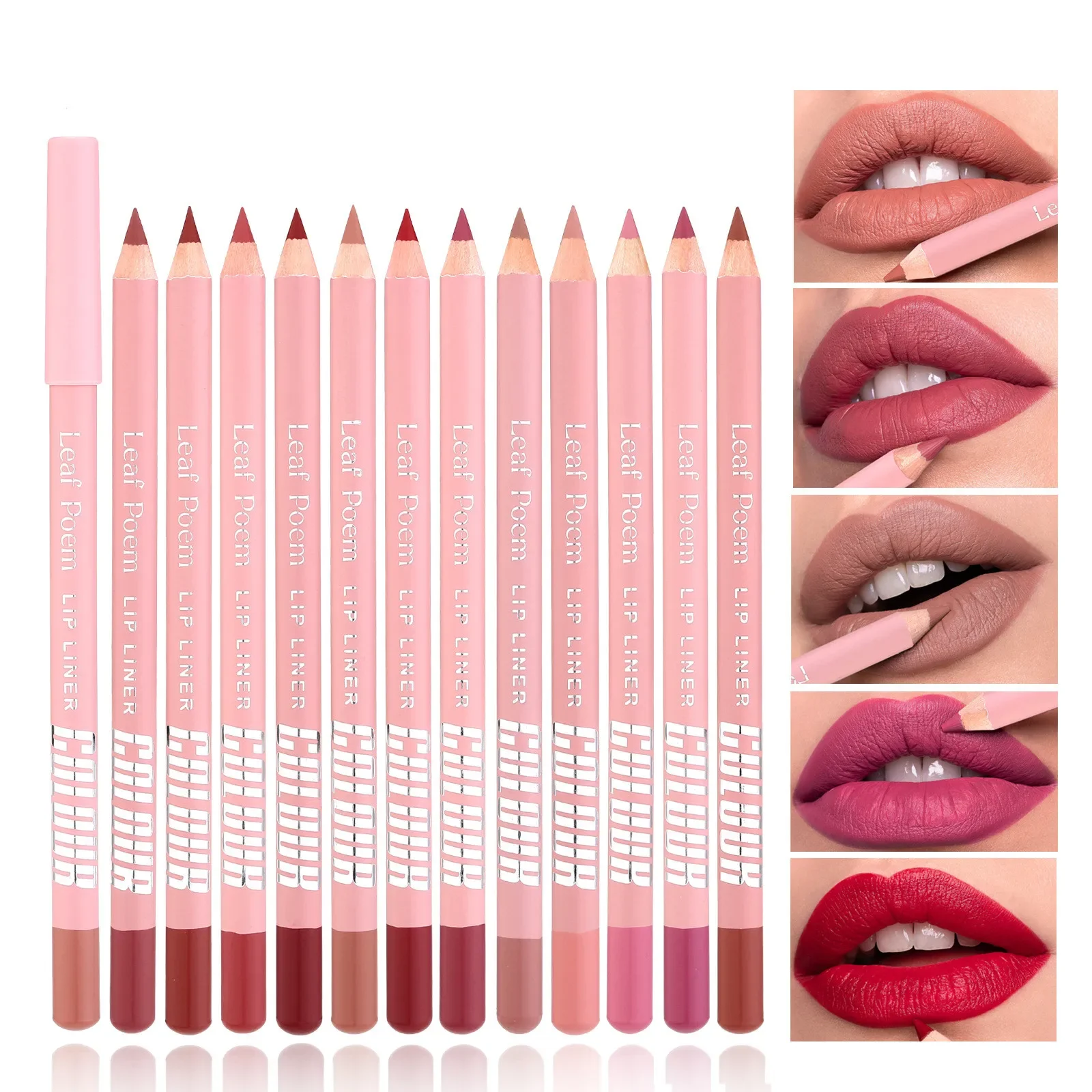 Lip Liner Pencil - 립스틱 립 라이너 펜 세트, 매트
