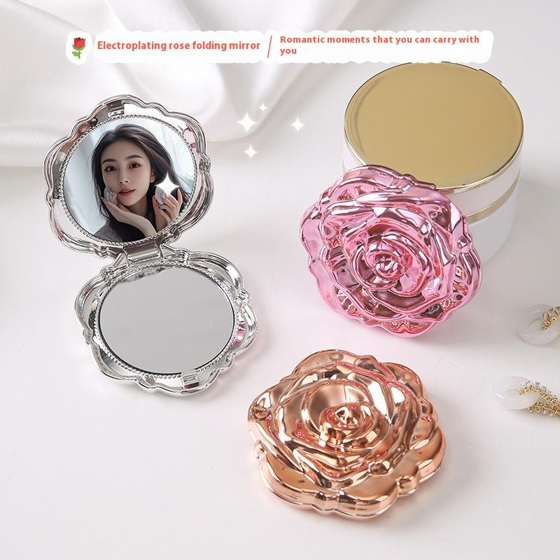 Beauty Rose Makeup - 1PCS 휴대용 미니 거울 레트로 장미