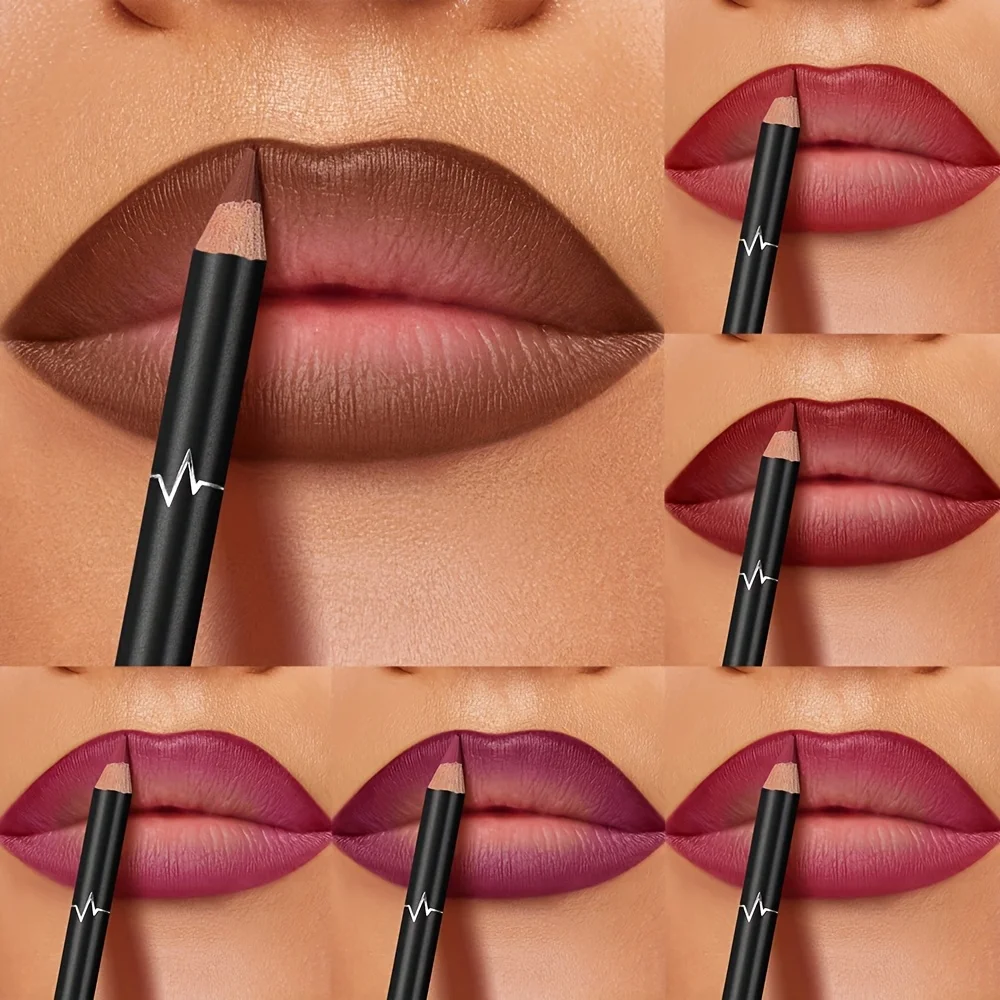 Lip Liner Pencil - 푸다이어 6색 방수 매트 립 라이너