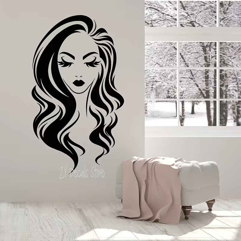 뷰티 살롱 벽 데칼 긴 머리 여성 얼굴 메이크업 속눈썹 - Beauty Makeup Wallpaper 리뷰 및 가격