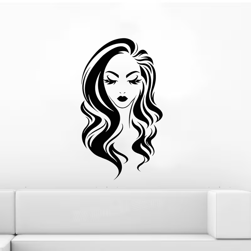 뷰티 살롱 벽 데칼 긴 머리 여성 얼굴 메이크업 속눈썹 - Beauty Makeup Wallpaper 리뷰 및 가격
