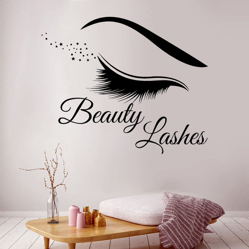 현대 속눈썹 속눈썹 벽 스티커 비닐 인테리어 홈 장식  - Beauty Makeup Wallpaper 리뷰 및 가격
