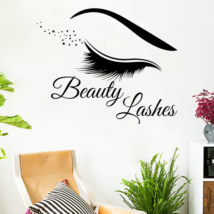 현대 속눈썹 속눈썹 벽 스티커 비닐 인테리어 홈 장식  - Beauty Makeup Wallpaper 리뷰 및 가격