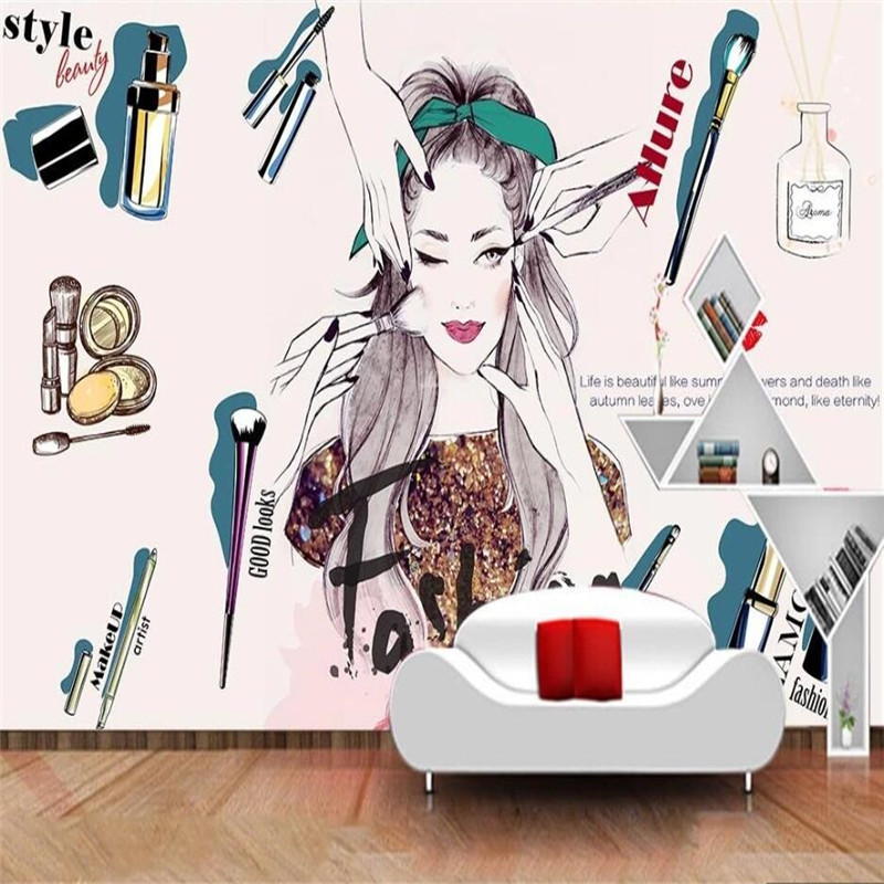 맞춤형 제품 달콤한 손으로 그린 ​​화장품 매니큐어 샵 - Beauty Makeup Wallpaper 리뷰 및 가격