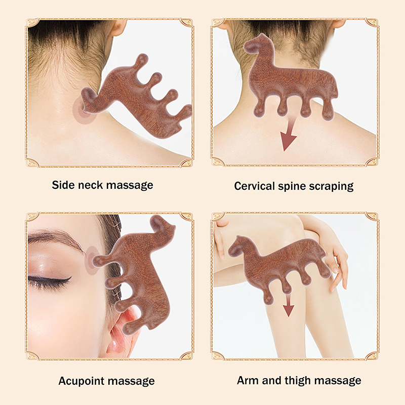 황도 말의 해 목재 백단향 빗 네 개의 빗살 두피 이완 - Hair Scalp Massager 리뷰 및 가격