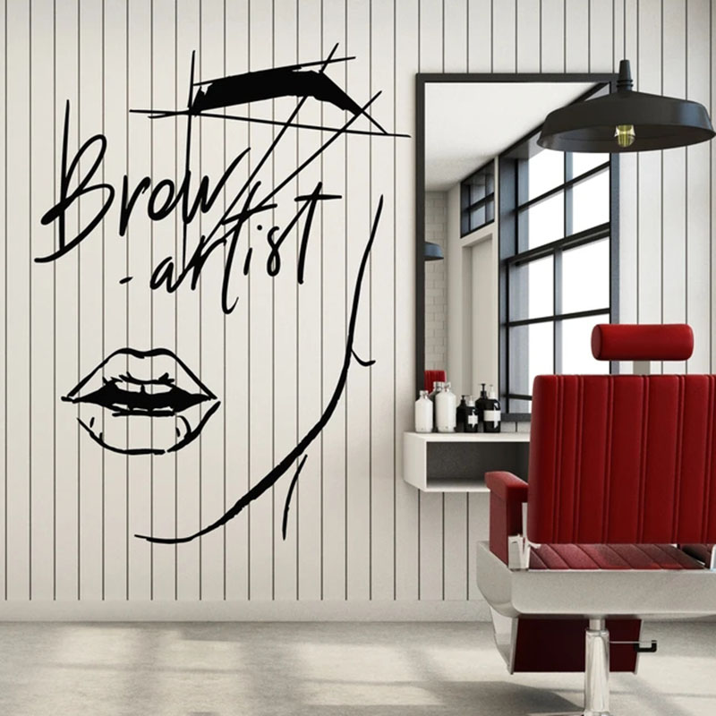 추상 소녀 얼굴 벽 데칼 속눈썹, 눈썹 아티스트 비닐  - Beauty Makeup Wallpaper 리뷰 및 가격
