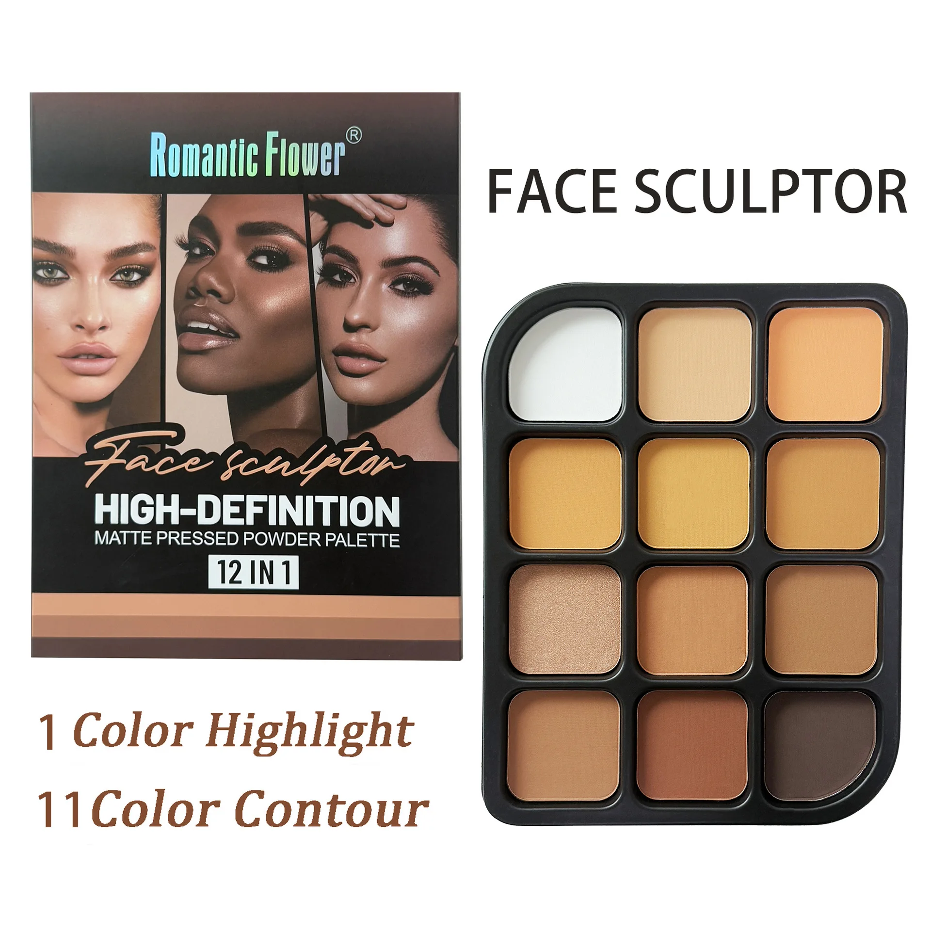 딥 스킨 12색 매트 컨투어 팔레트 - 풀 커버리지 올 - Fenty Beauty Makeup Highlighter 리뷰 및 가격