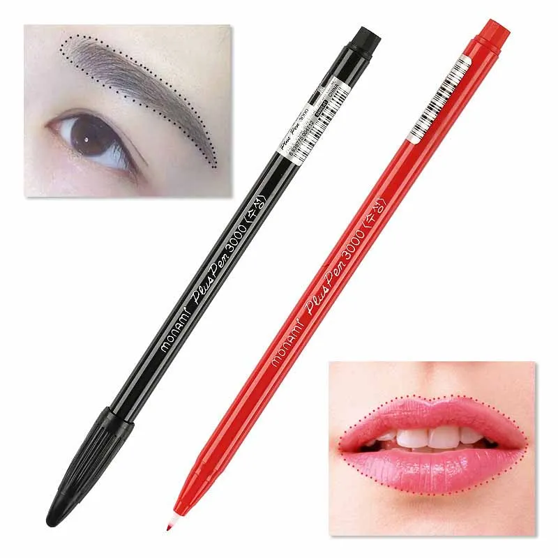 2Pcs 방수 문신 연필 눈썹 립 라이너 블랙 브라운  - Lip Liner Pencil 리뷰 및 가격
