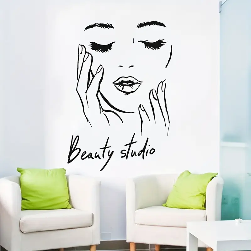 뷰티 스튜디오를 위한 여성 얼굴 모양의 벽 데칼, 메이 - Beauty Makeup Wallpaper 리뷰 및 가격